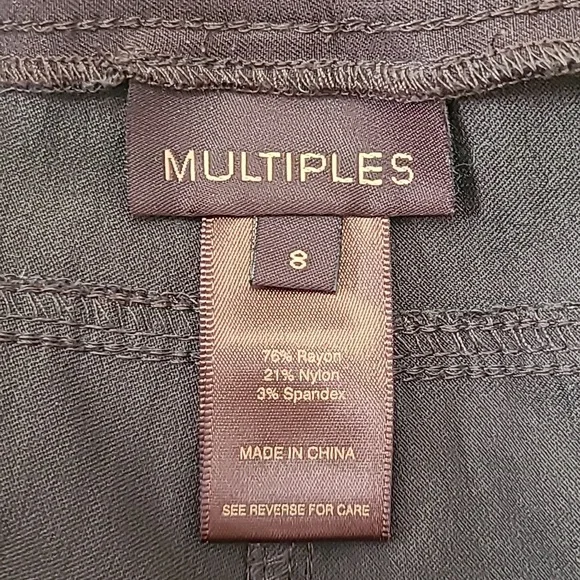 NEW Women's Pants Stretch Multiples Essential Chocolate Brown Faux Pocket Size 8 - Picture 7 of 8
